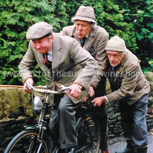 Clegg on bike with Seymour & Compo pushing!