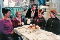 Nora, Ivy, Glenda, Pearl & Edi in the Cafe having Tea